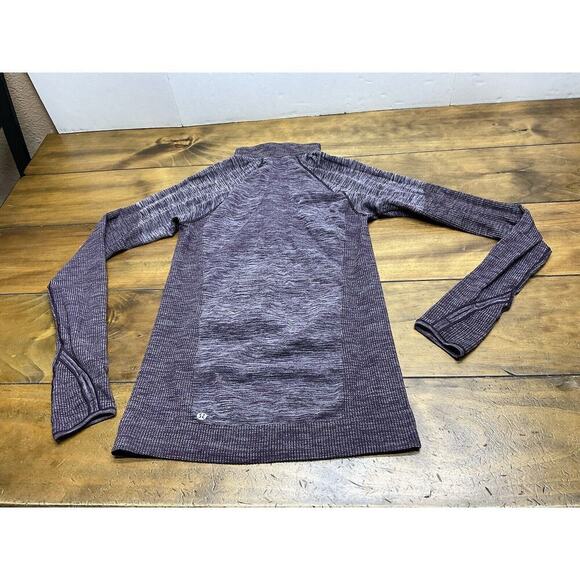 Lululemon Swiftly Wool 1/2 Zip Pullover Womens Size 8 Black Cherry Long Sleeve - Picture 10 of 14